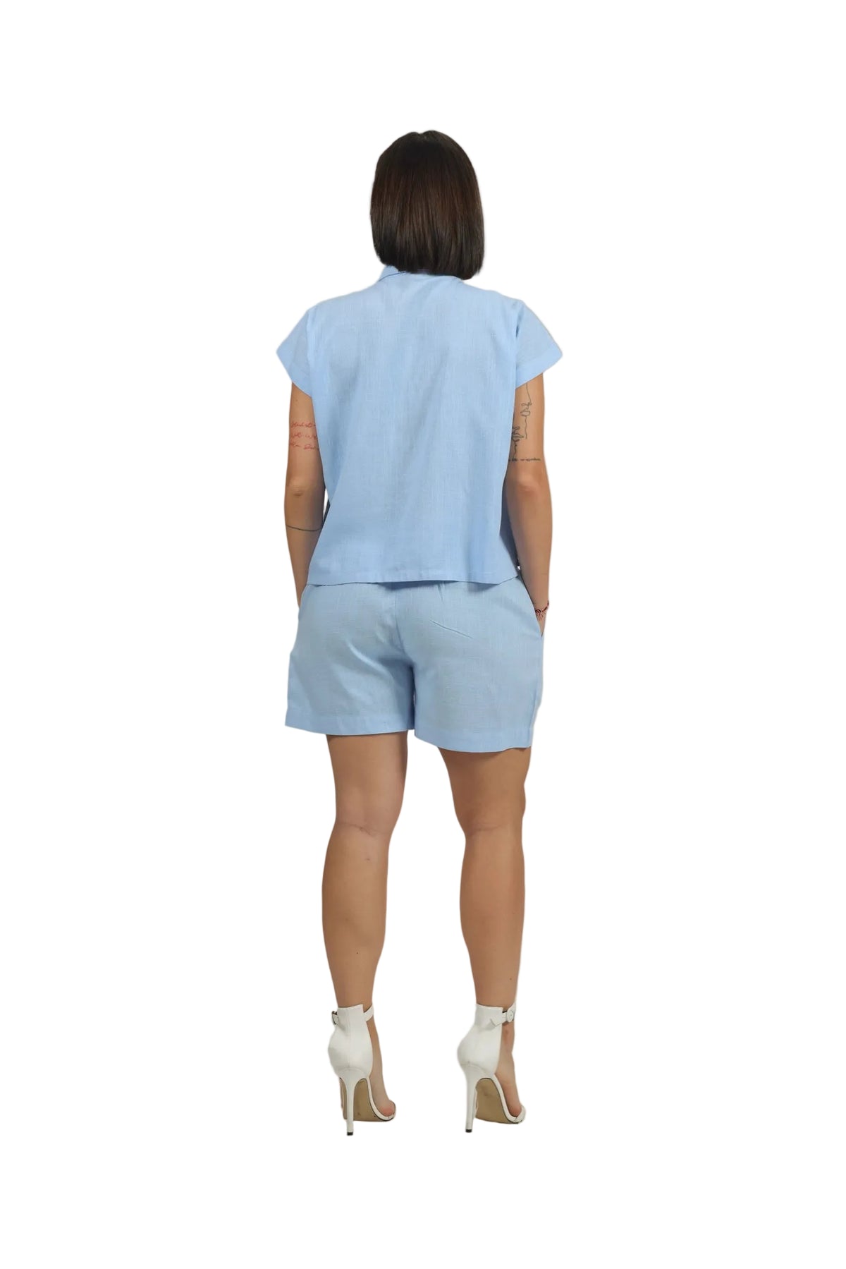 Groove Godess - Women's Colour-Pop Linen Shorts Set