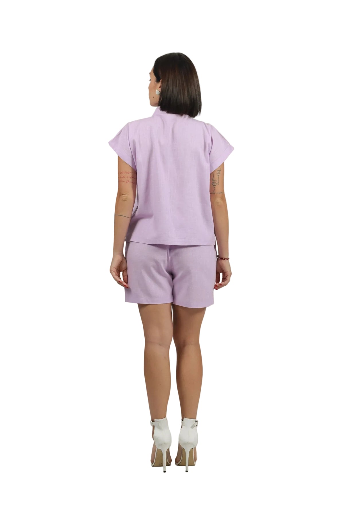 Groove Godess - Women's Colour-Pop Linen Shorts Set