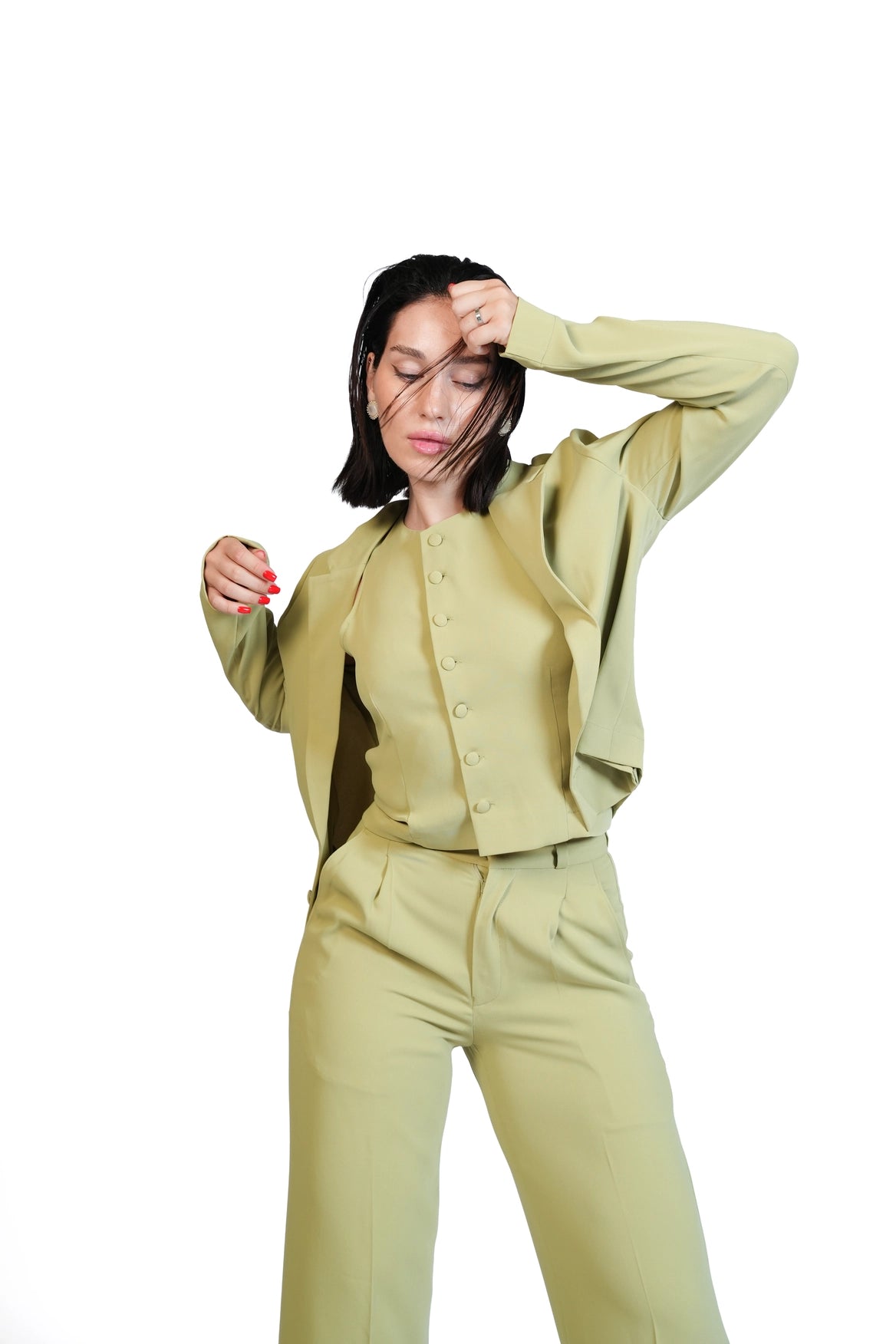 First Impression - Cropped Blazer 3-Piece Tailored Set