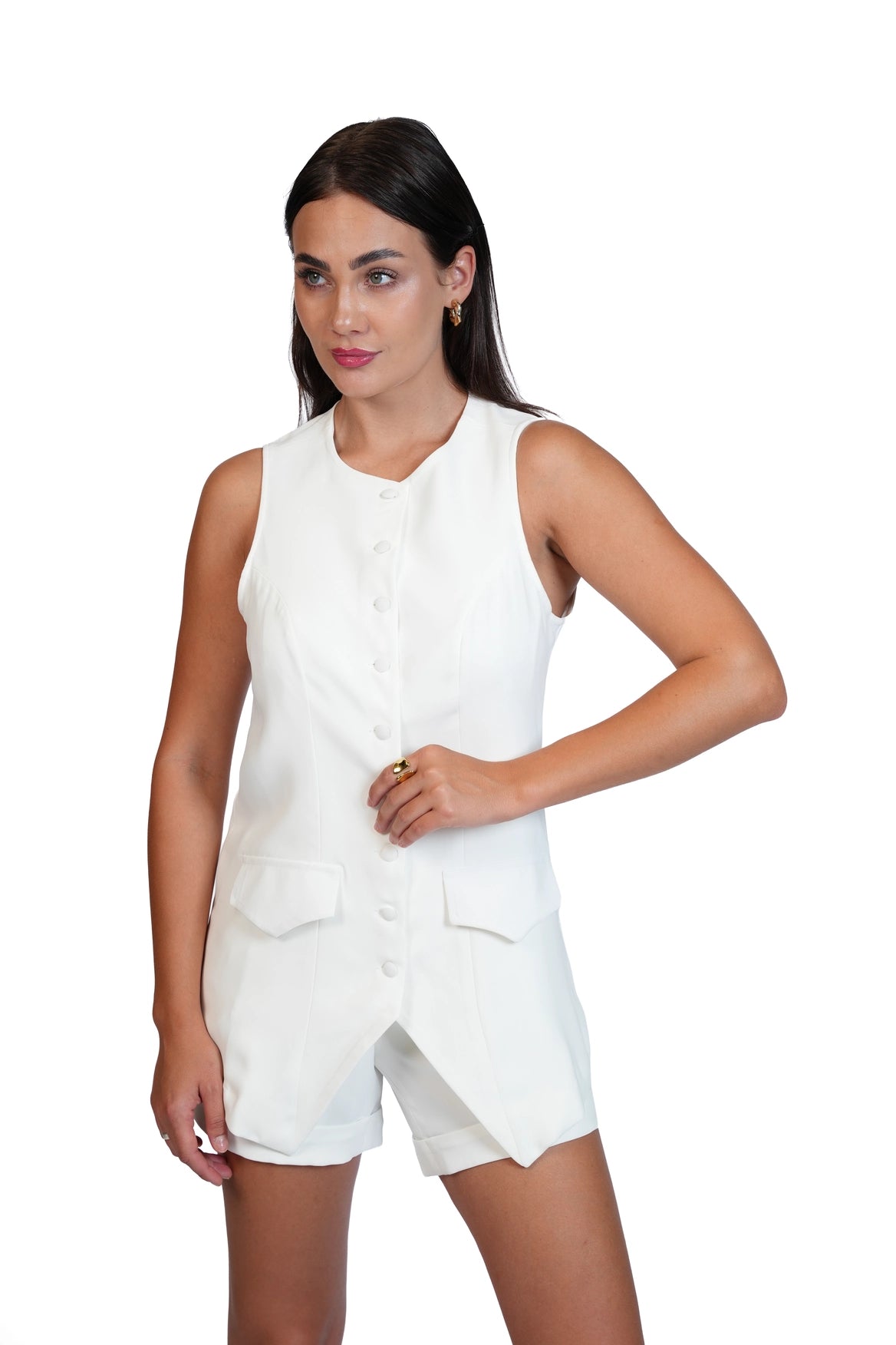 Last Minute Plans - Longline Vest & Tailored Shorts Set