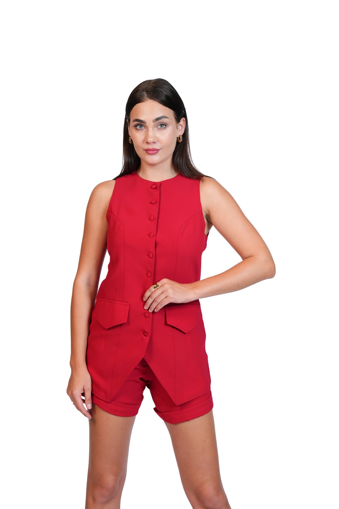 Last Minute Plans - Longline Vest & Tailored Shorts Set