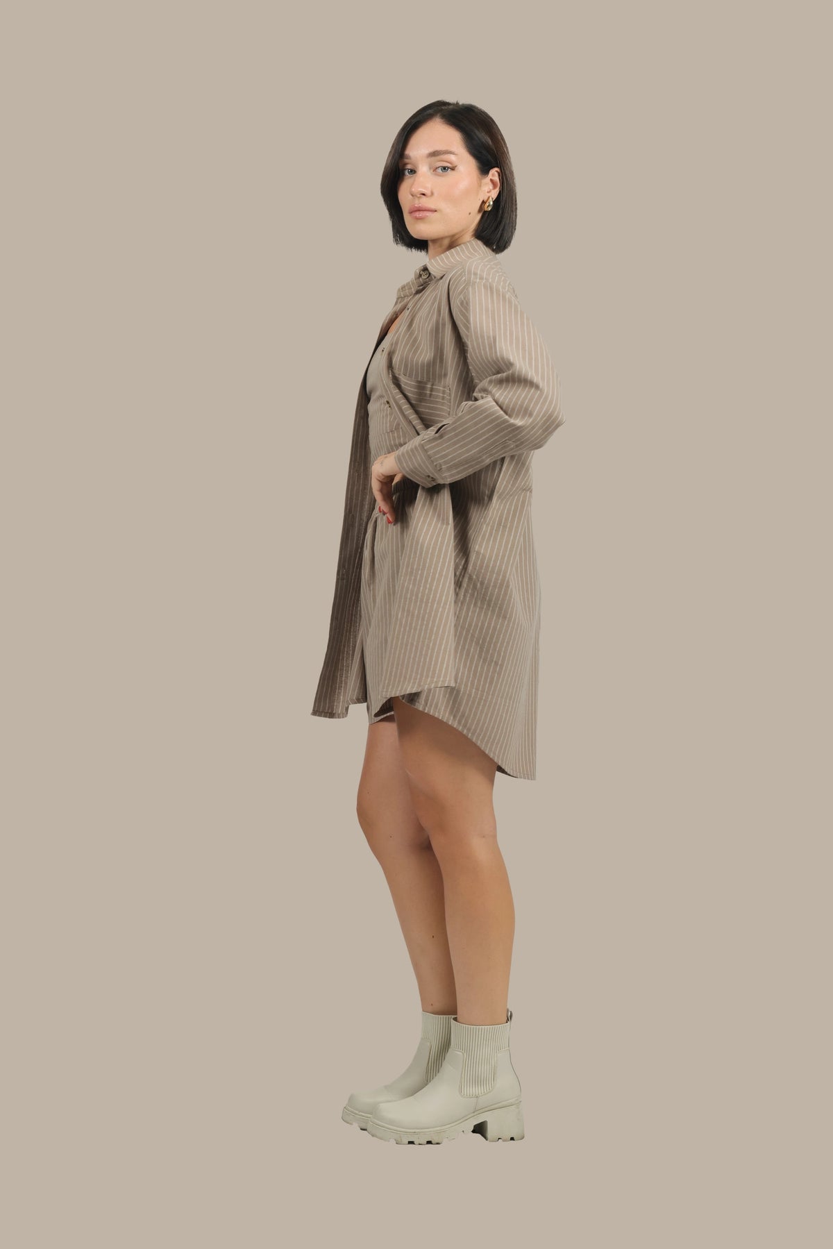 Stripe Show - Women's Striped Linen 3-Piece Set