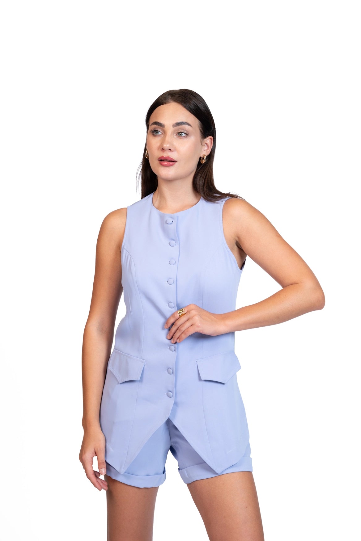 Last Minute Plans - Longline Vest & Tailored Shorts Set