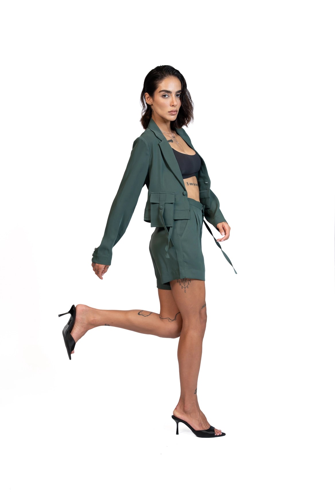 Between Places - Cropped Blazer 3-Piece Tailored Set