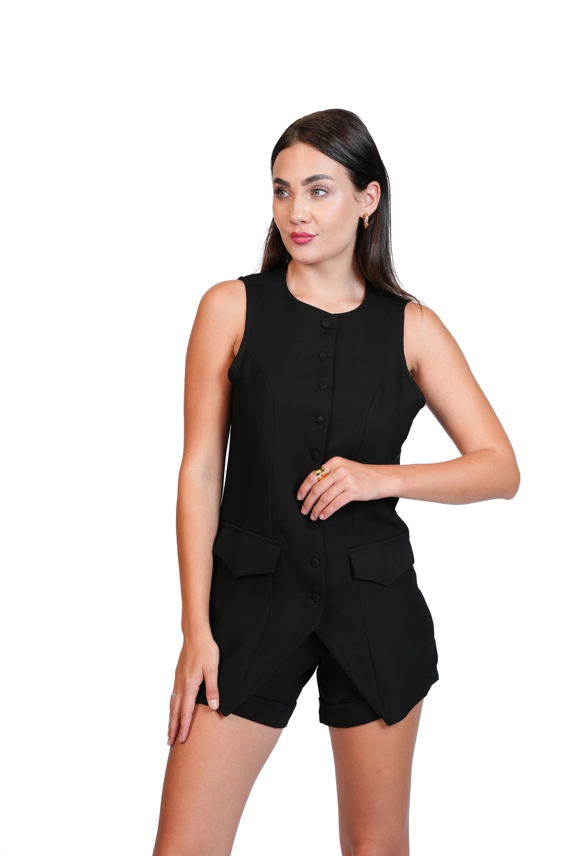 Last Minute Plans - Longline Vest & Tailored Shorts Set