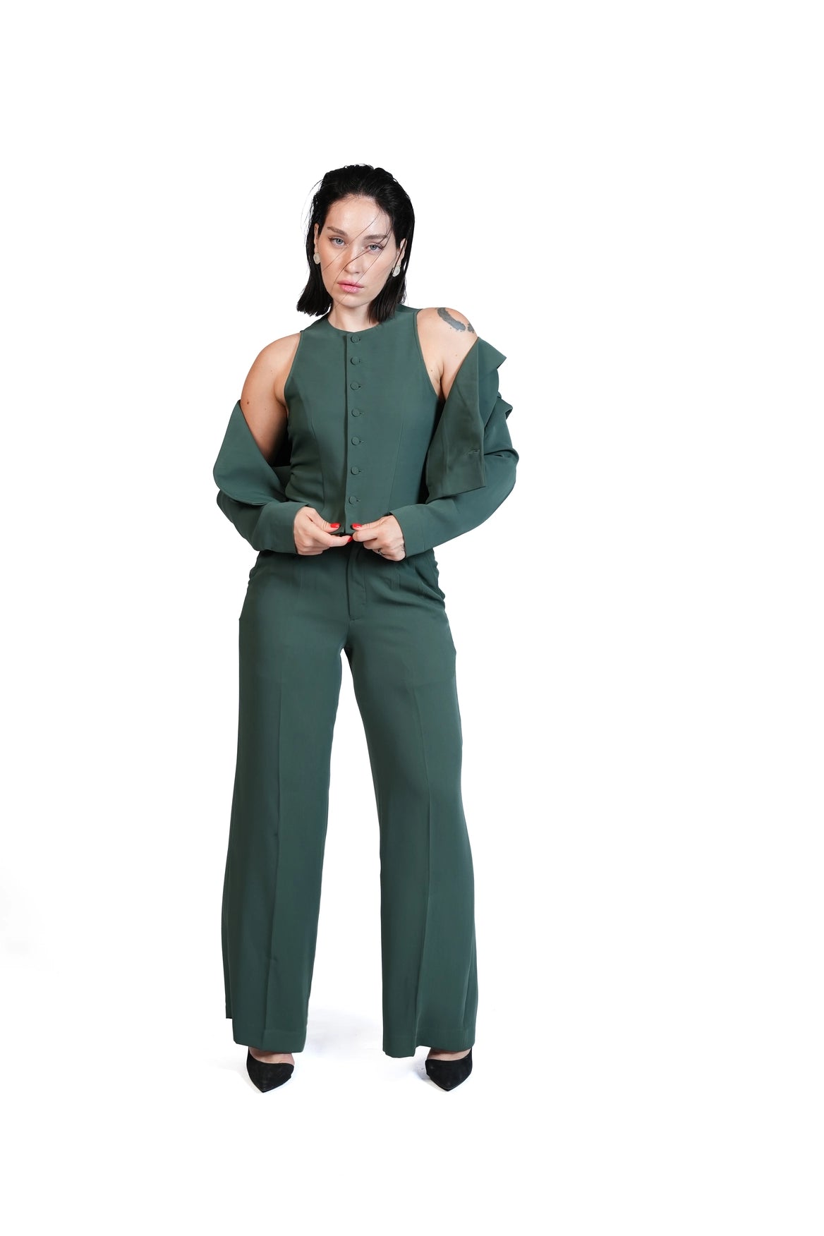 First Impression - Cropped Blazer 3-Piece Tailored Set