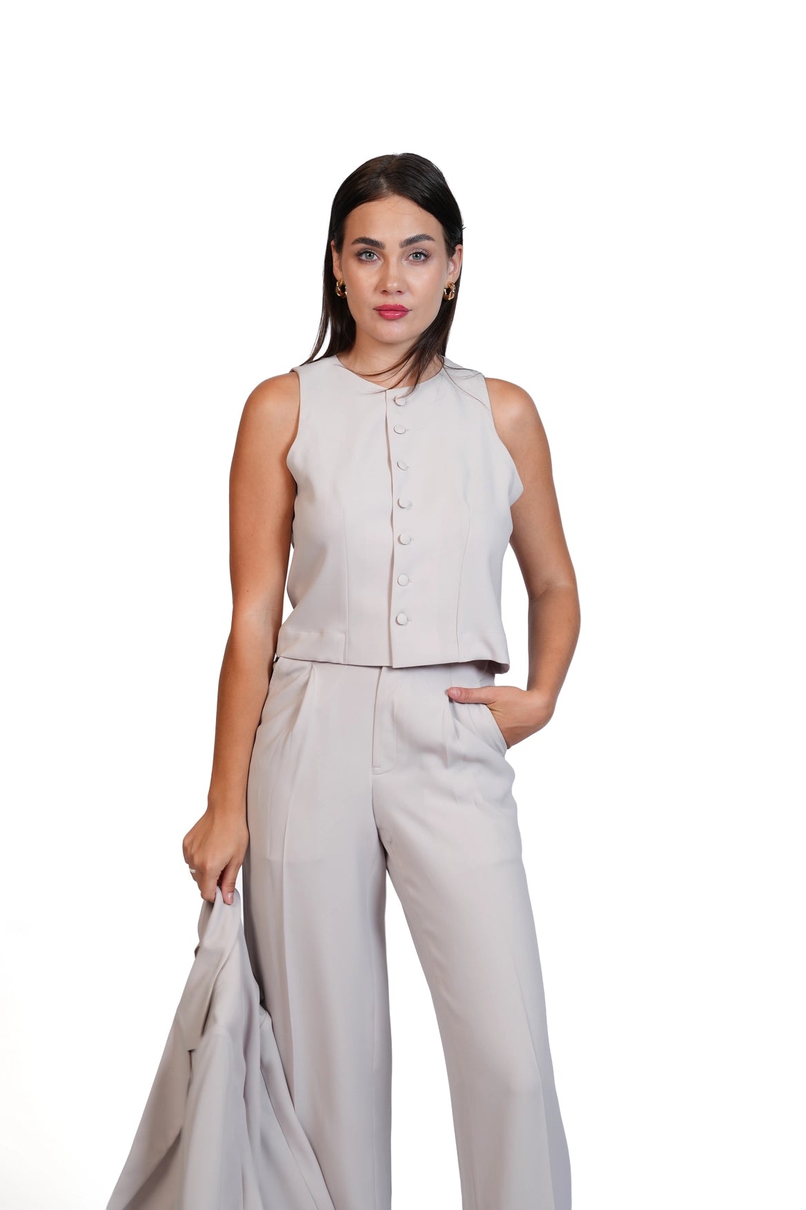 First Impression - Cropped Blazer 3-Piece Tailored Set