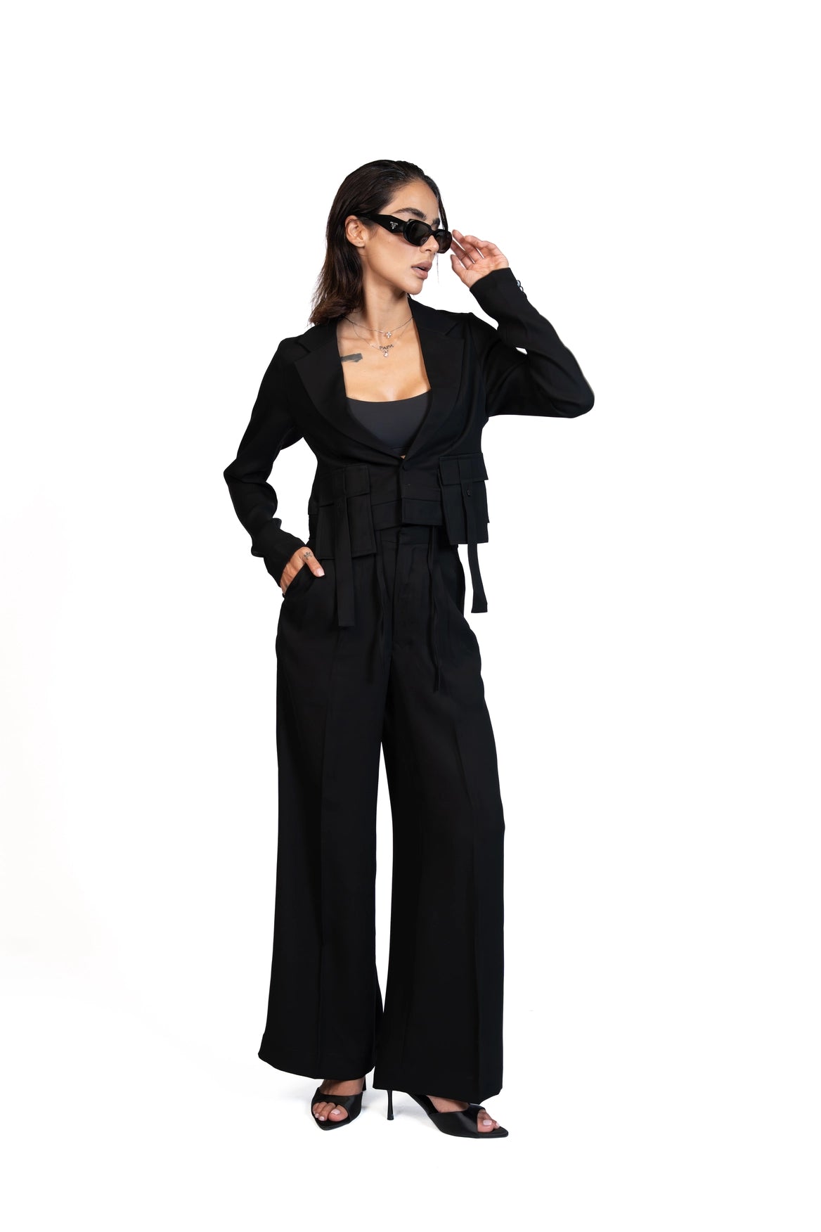 Between Places - Cropped Blazer 3-Piece Tailored Set