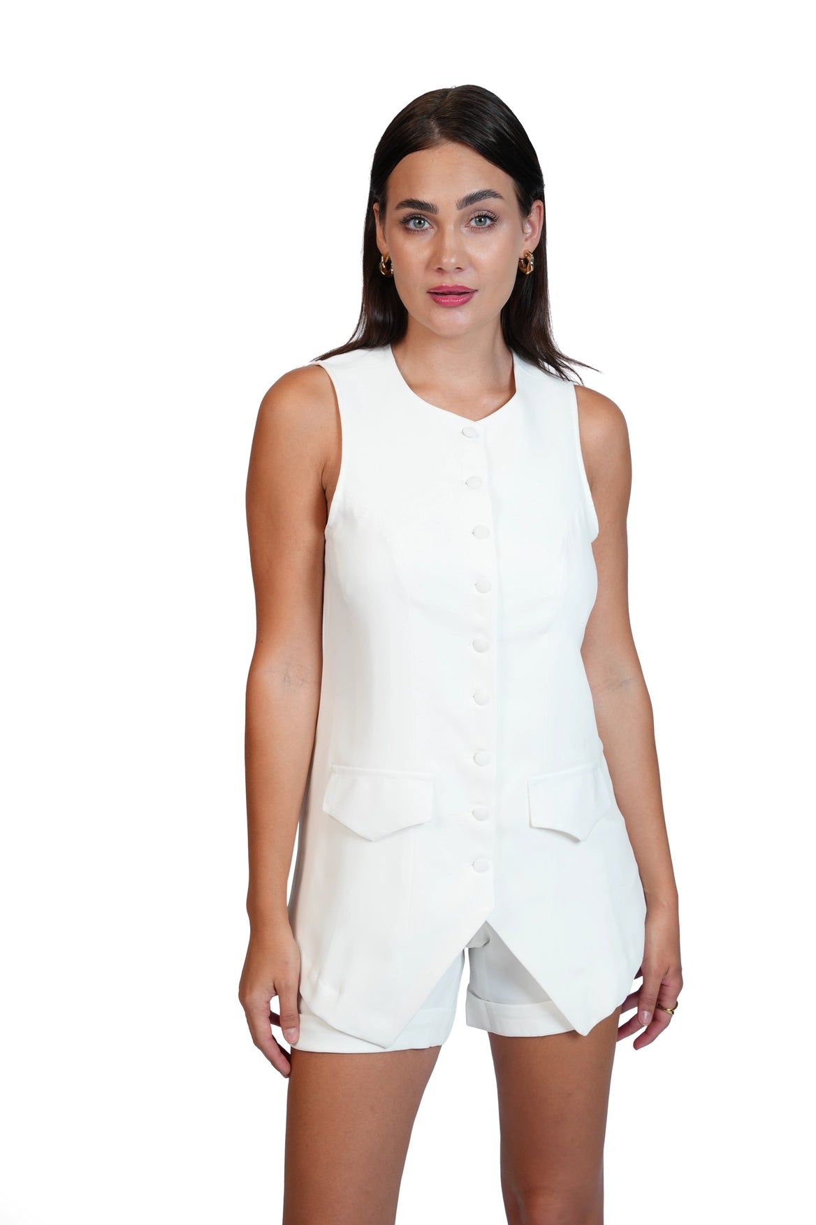 Last Minute Plans - Longline Vest & Tailored Shorts Set