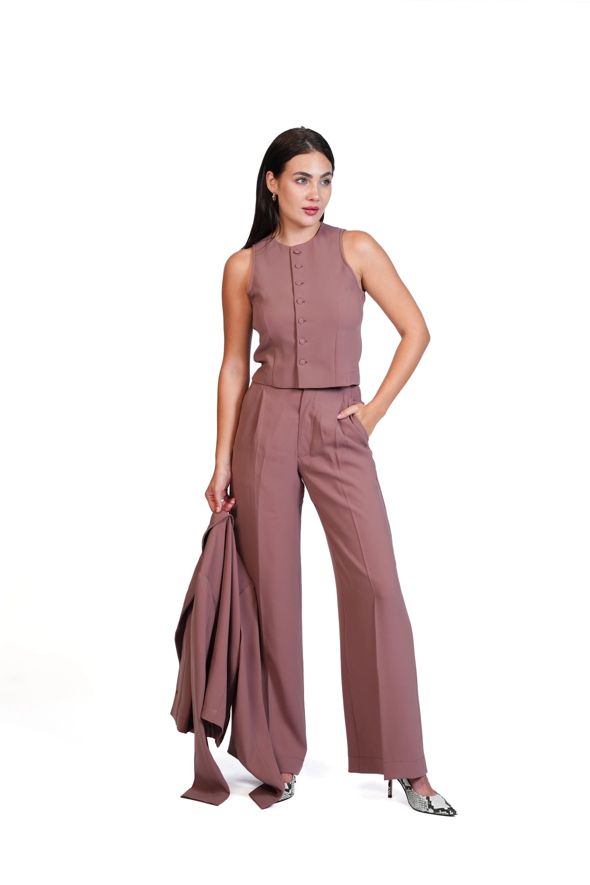 First Impression - Cropped Blazer 3-Piece Tailored Set