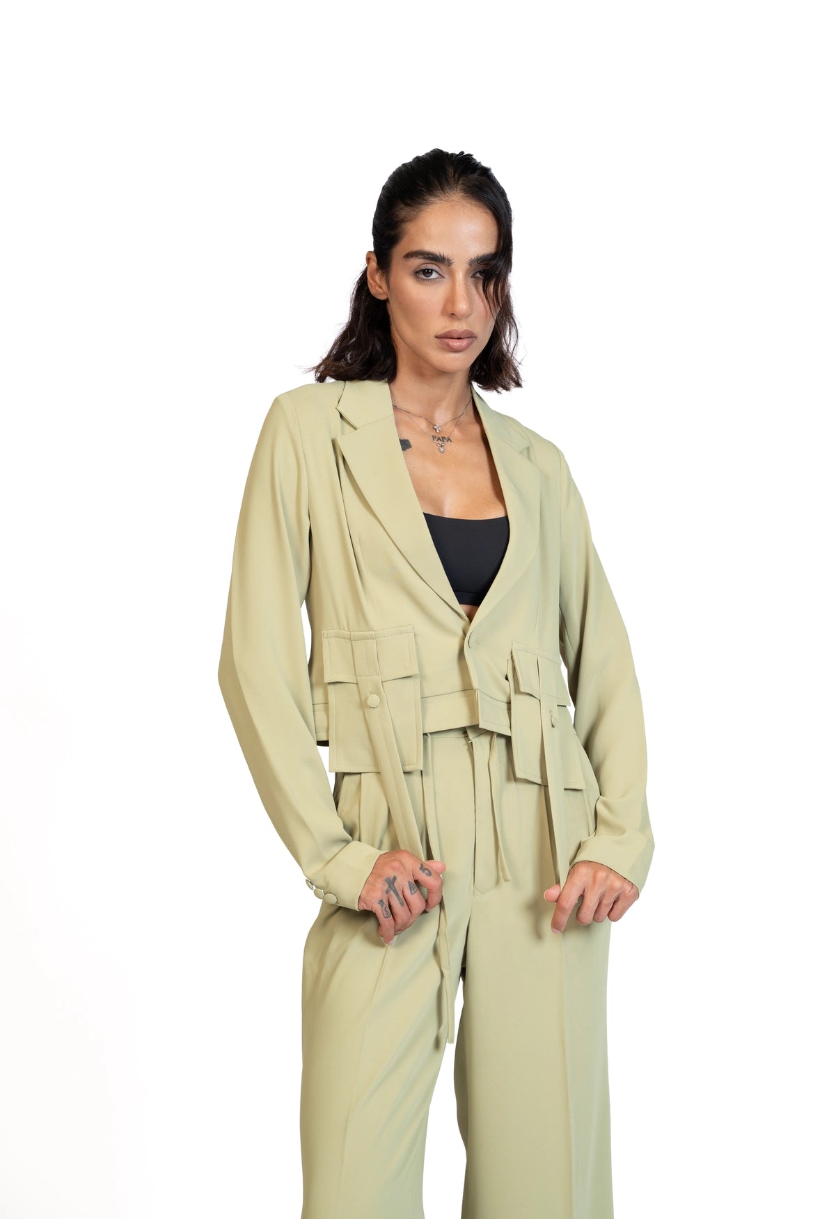 Between Places - Cropped Blazer 3-Piece Tailored Set