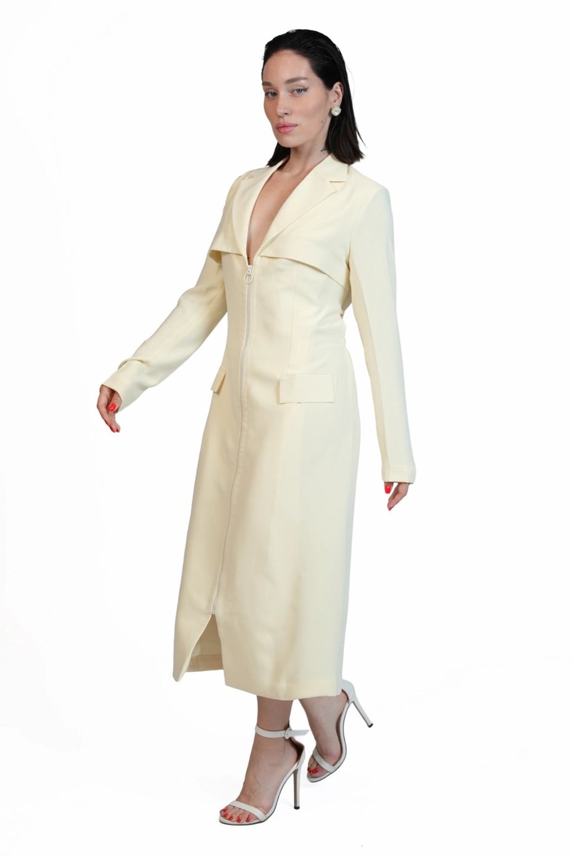 Around Town - Tailored Lapel Zip-Front Dress