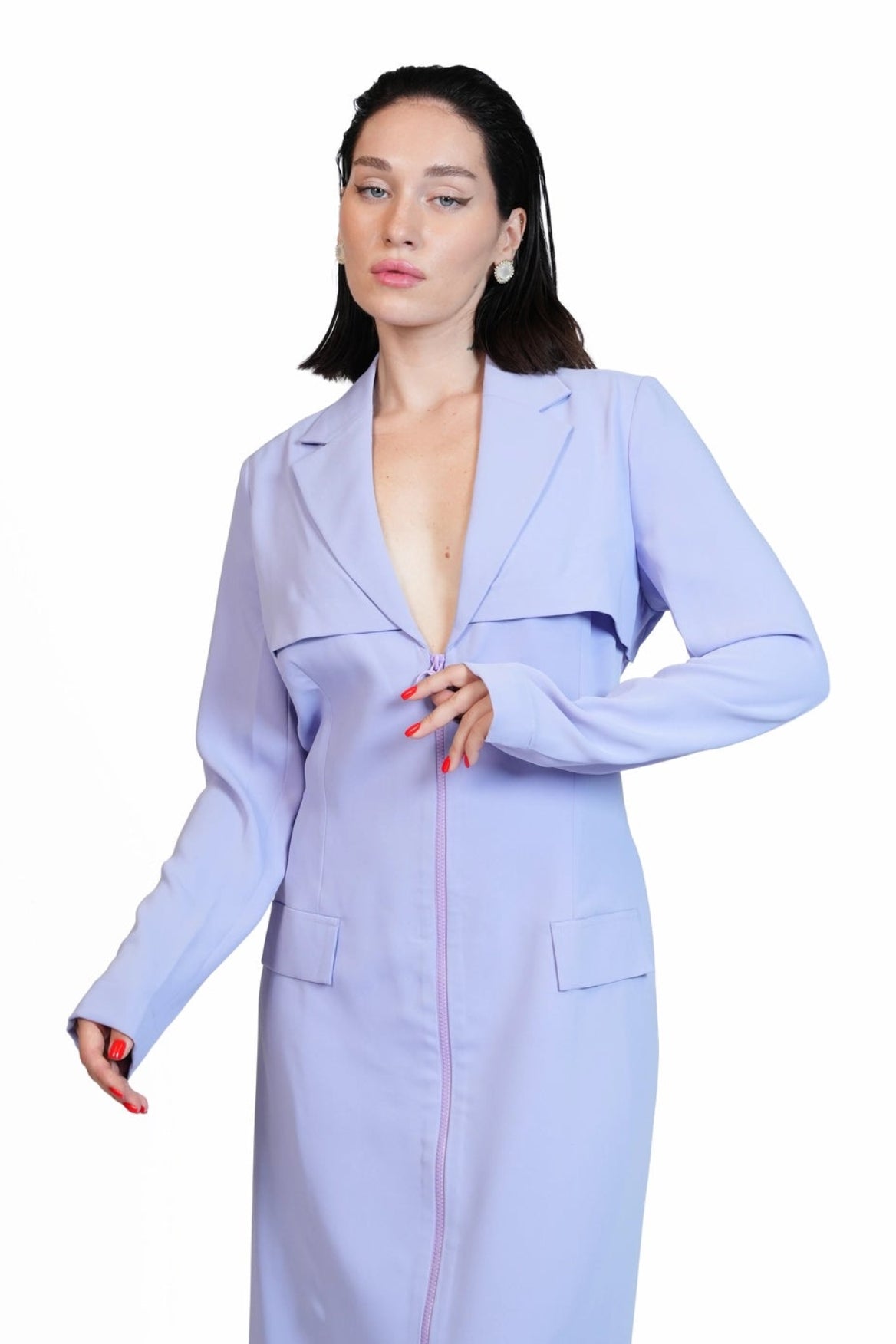 Around Town - Tailored Lapel Zip-Front Dress