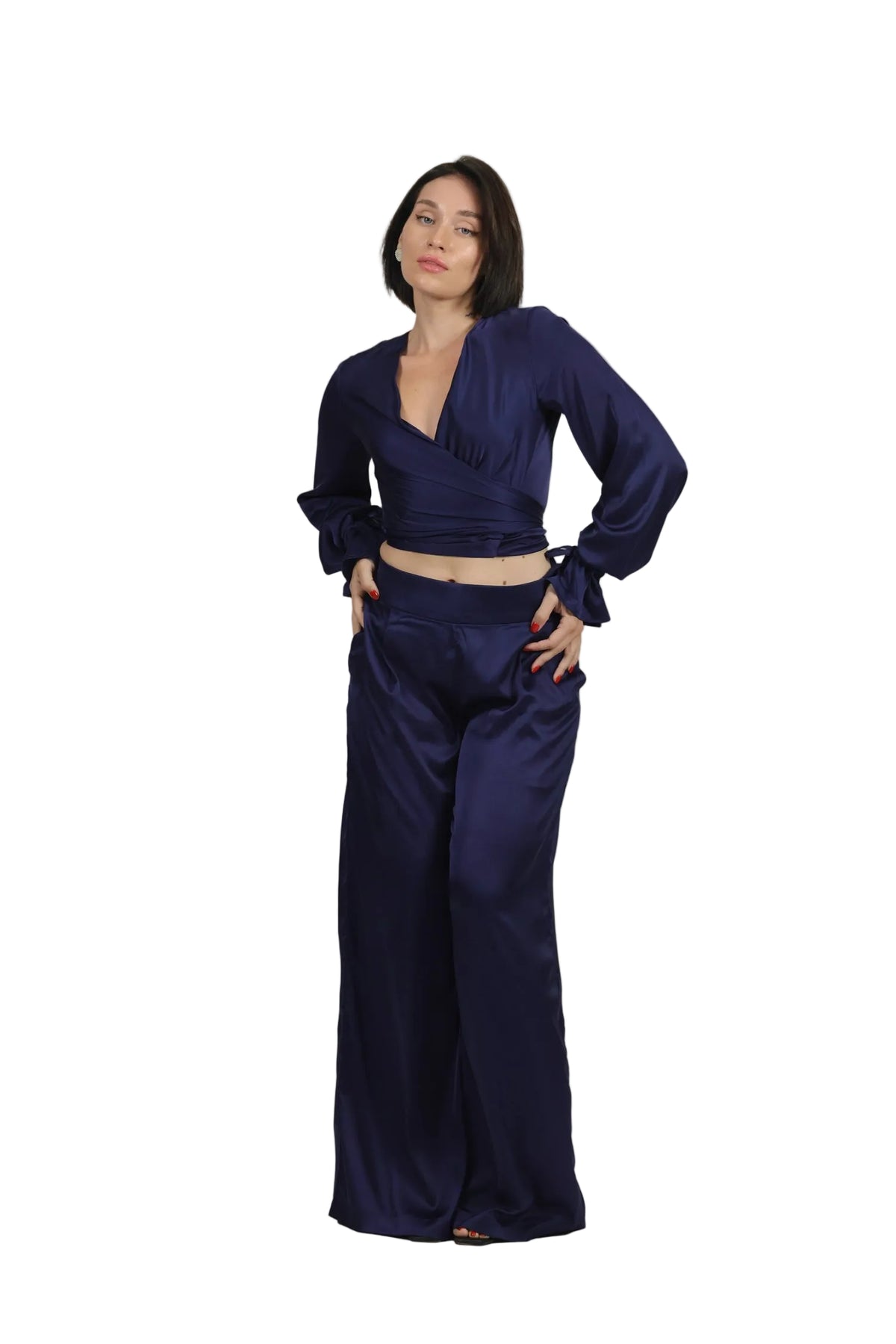 Feminine Energy - Women's Silk Tuxedo & Wrap Blouse Set
