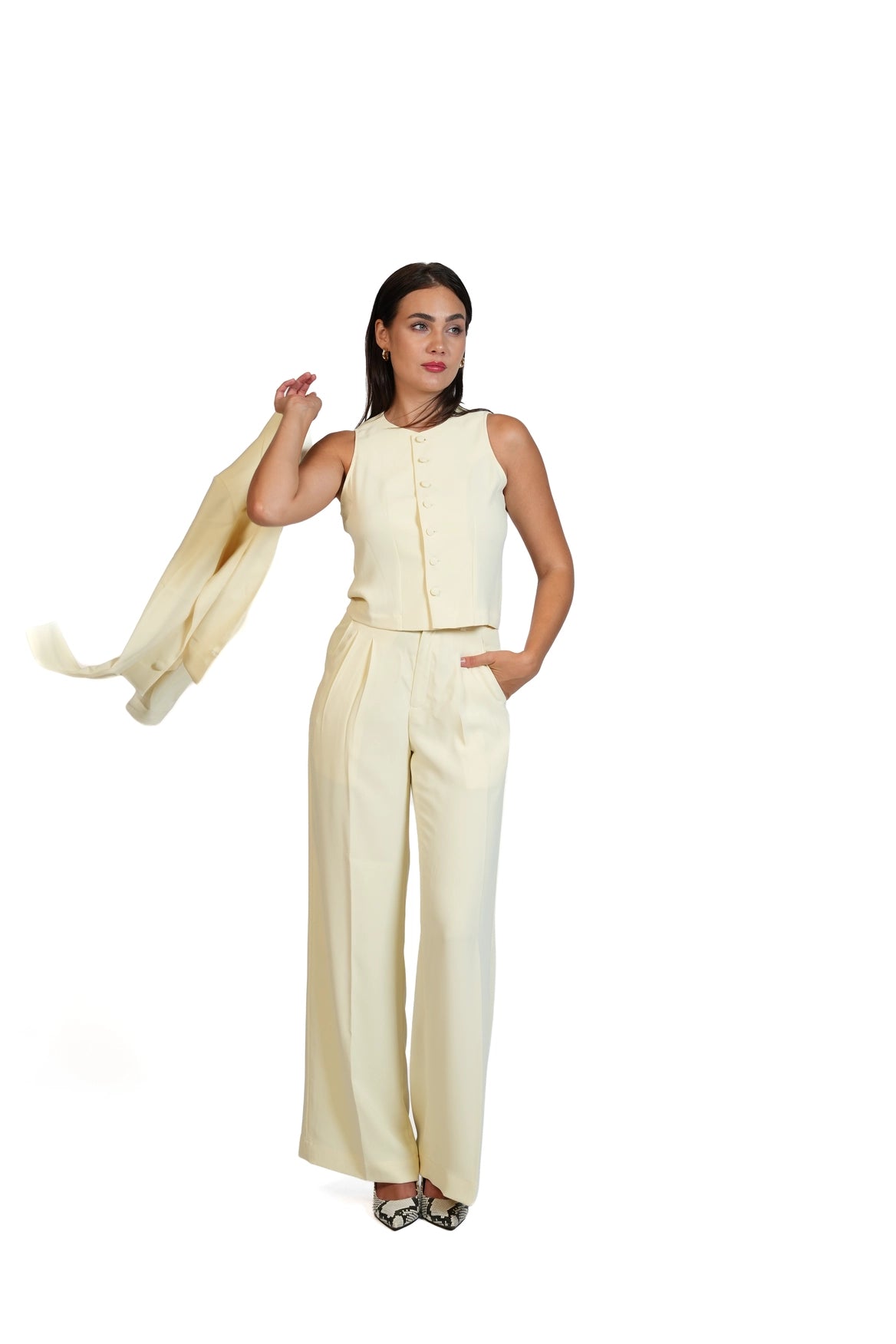 First Impression - Cropped Blazer 3-Piece Tailored Set