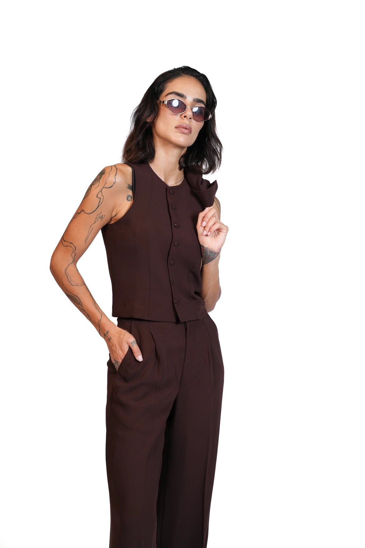 First Impression - Cropped Blazer 3-Piece Tailored Set