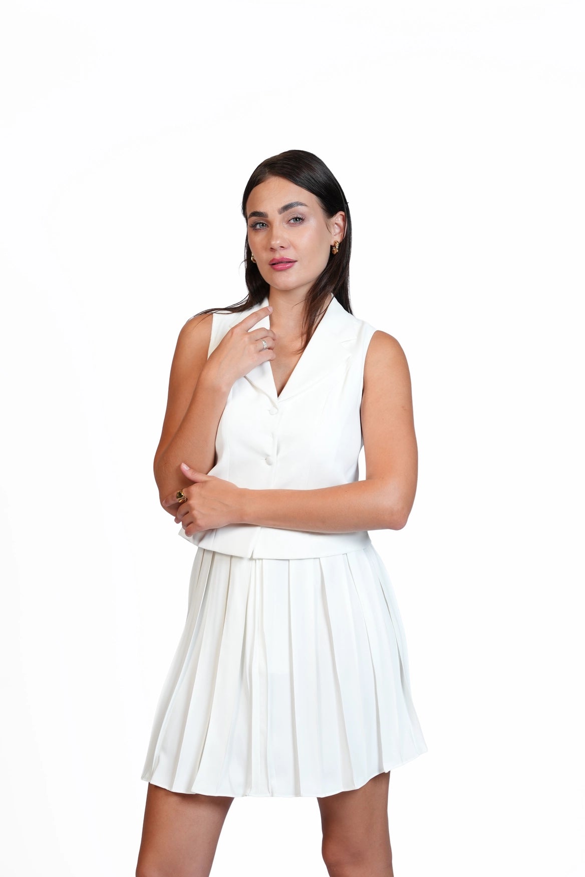 Meet Me There - Tailored Vest & Pleated Skirt Set