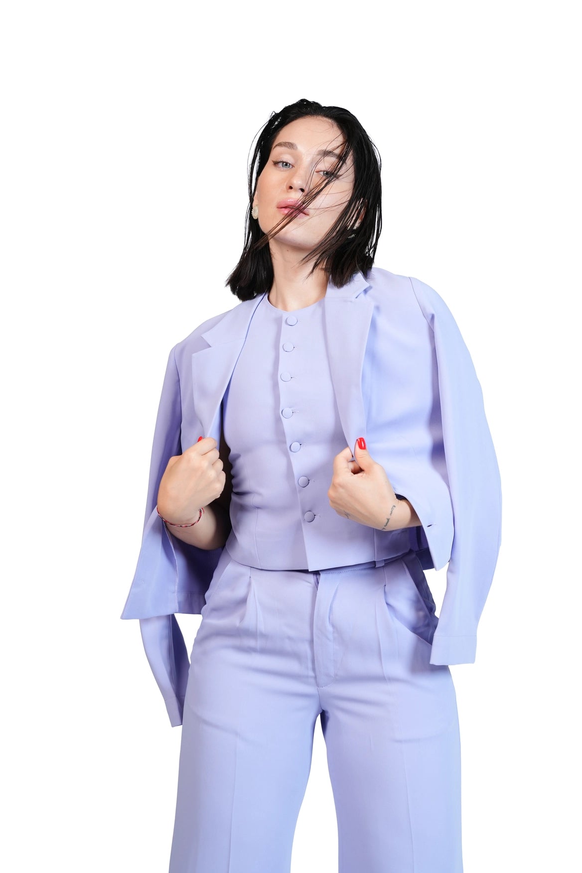 First Impression - Cropped Blazer 3-Piece Tailored Set