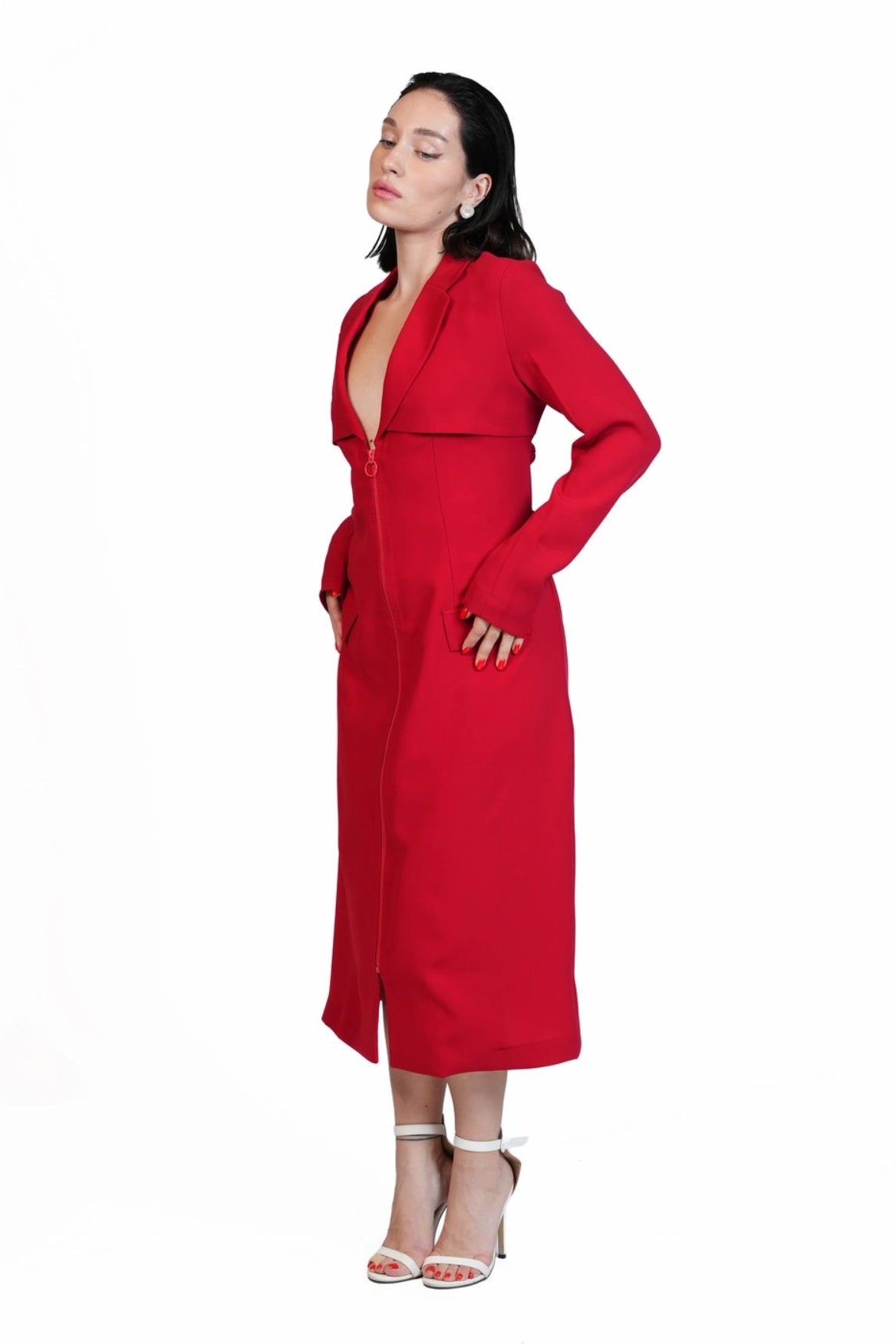 Around Town - Tailored Lapel Zip-Front Dress