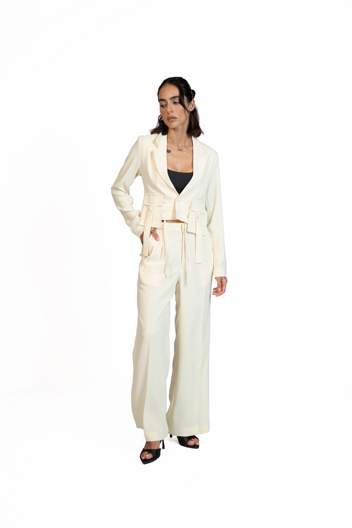Between Places - Cropped Blazer 3-Piece Tailored Set