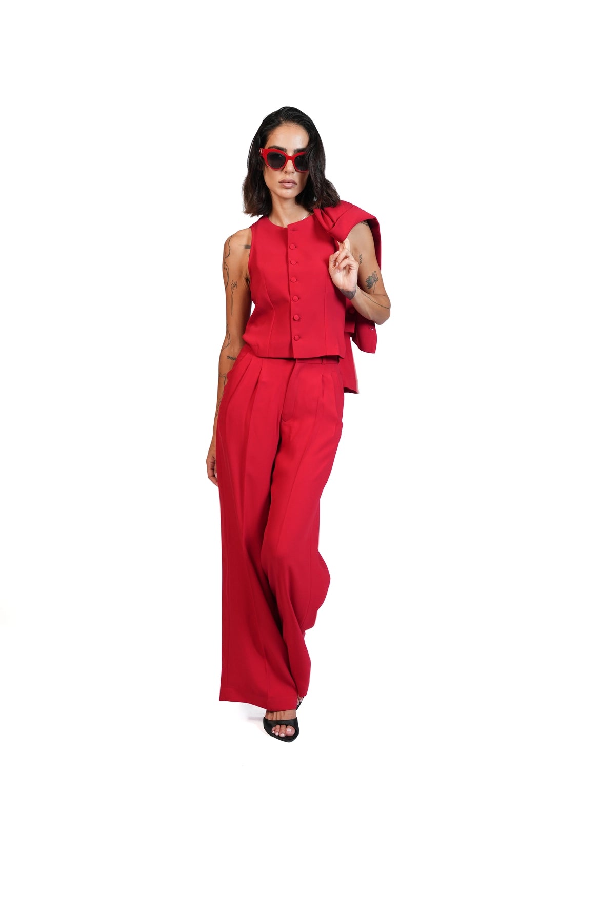 First Impression - Cropped Blazer 3-Piece Tailored Set