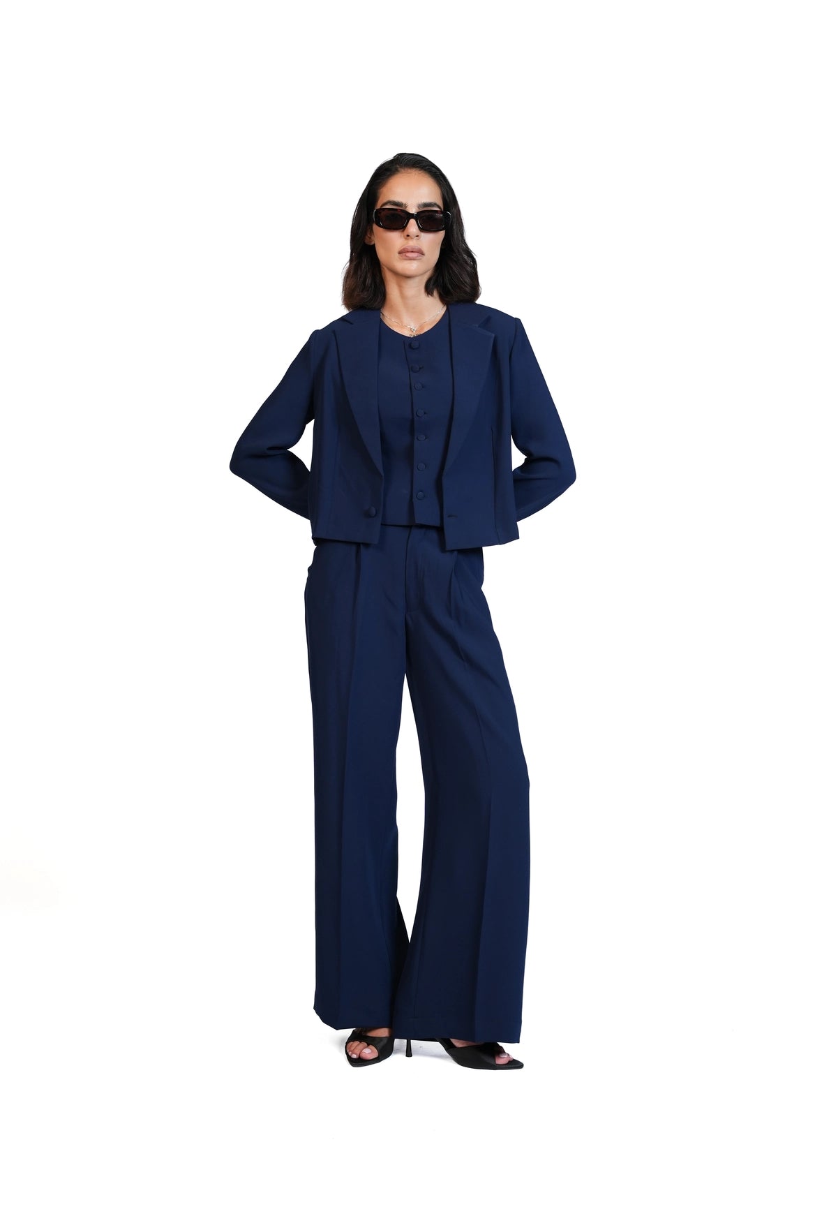First Impression - Cropped Blazer 3-Piece Tailored Set