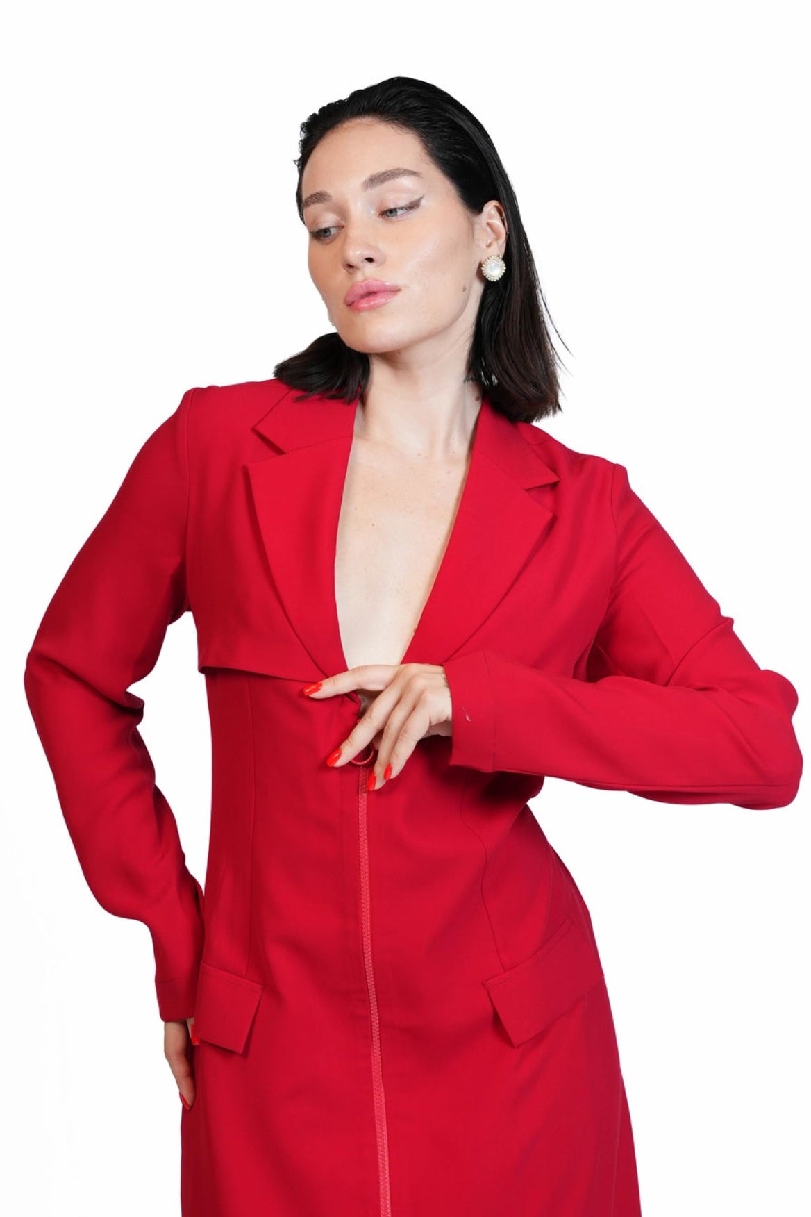 Around Town - Tailored Lapel Zip-Front Dress