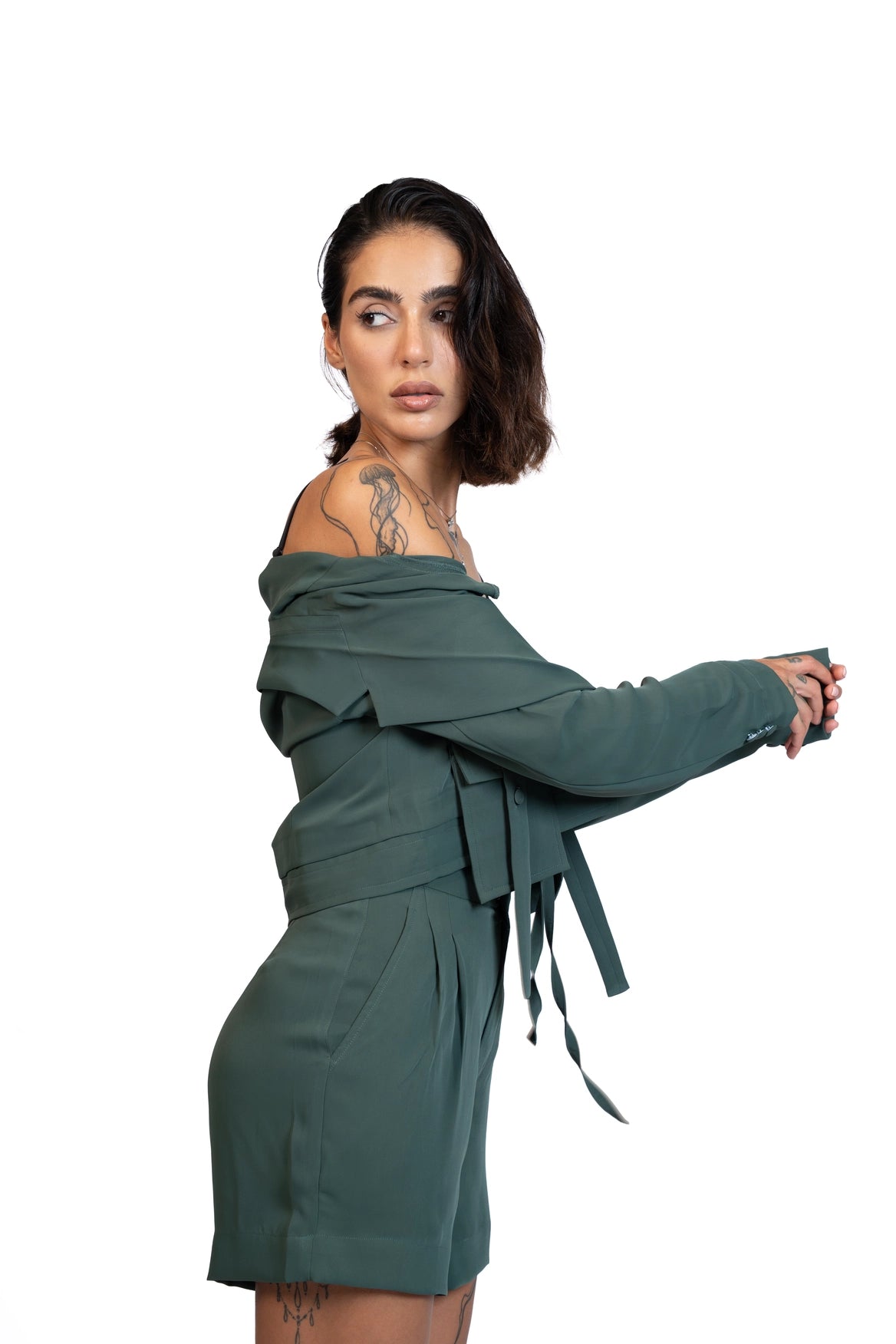 Between Places - Cropped Blazer 3-Piece Tailored Set
