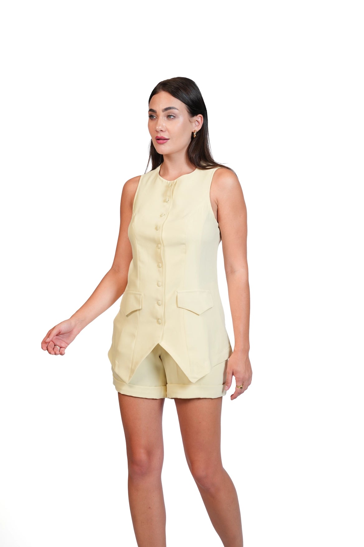 Last Minute Plans - Longline Vest & Tailored Shorts Set
