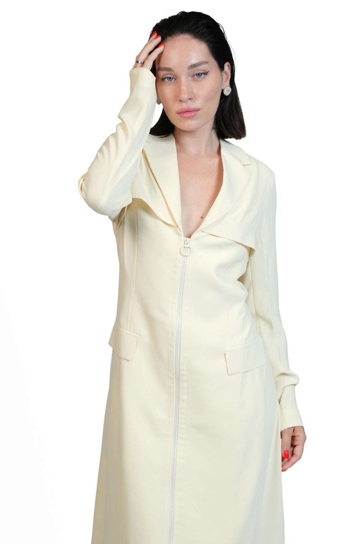 Around Town - Tailored Lapel Zip-Front Dress
