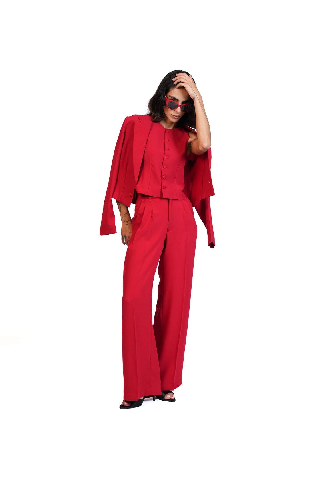 First Impression - Cropped Blazer 3-Piece Tailored Set