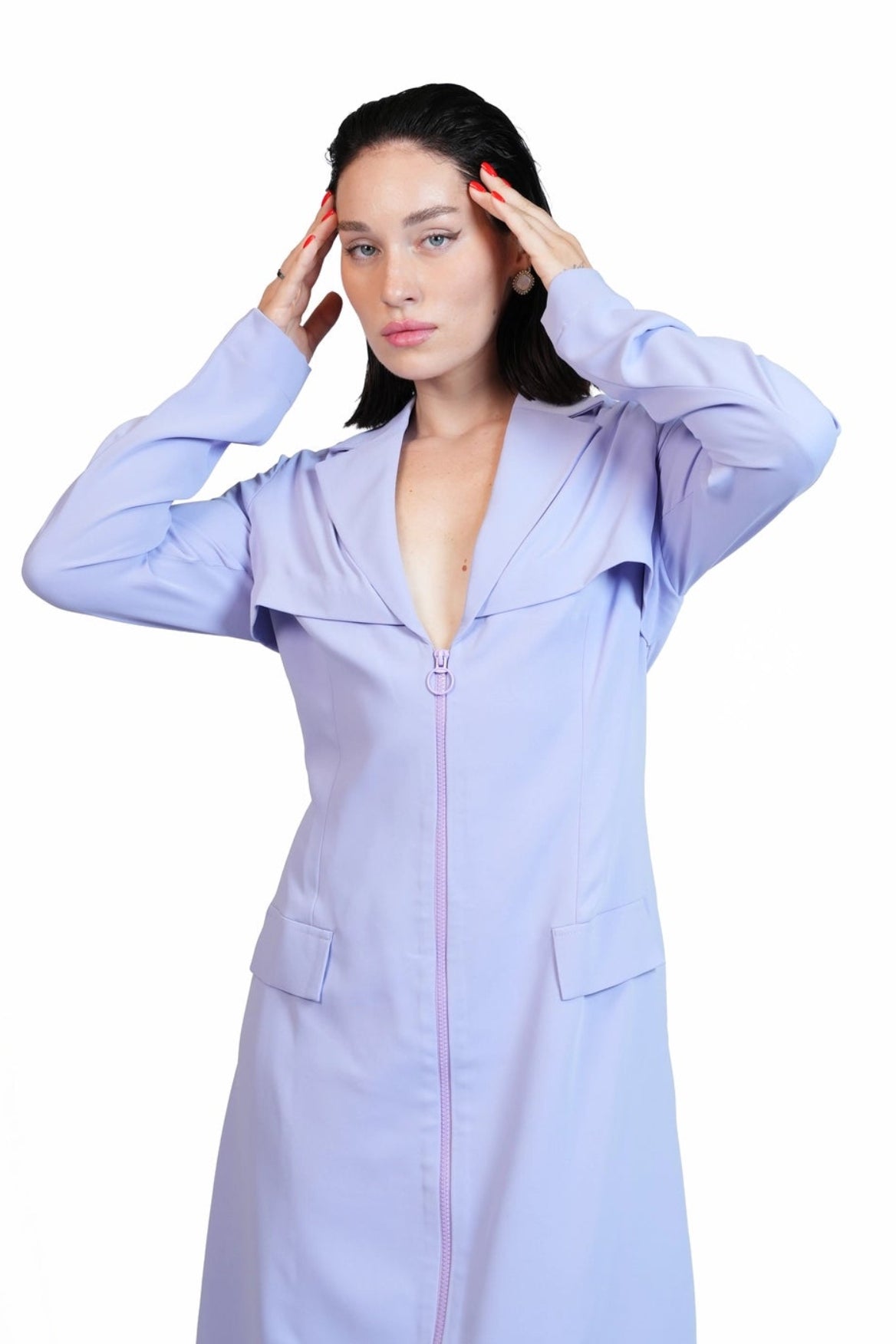 Around Town - Tailored Lapel Zip-Front Dress