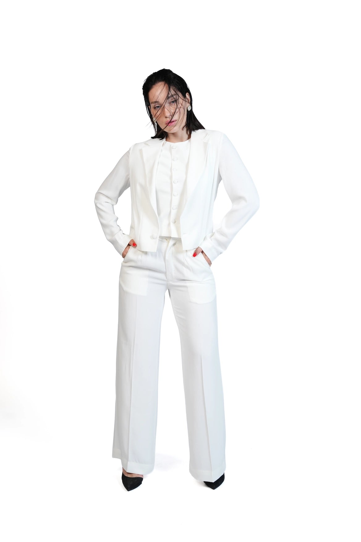 First Impression - Cropped Blazer 3-Piece Tailored Set