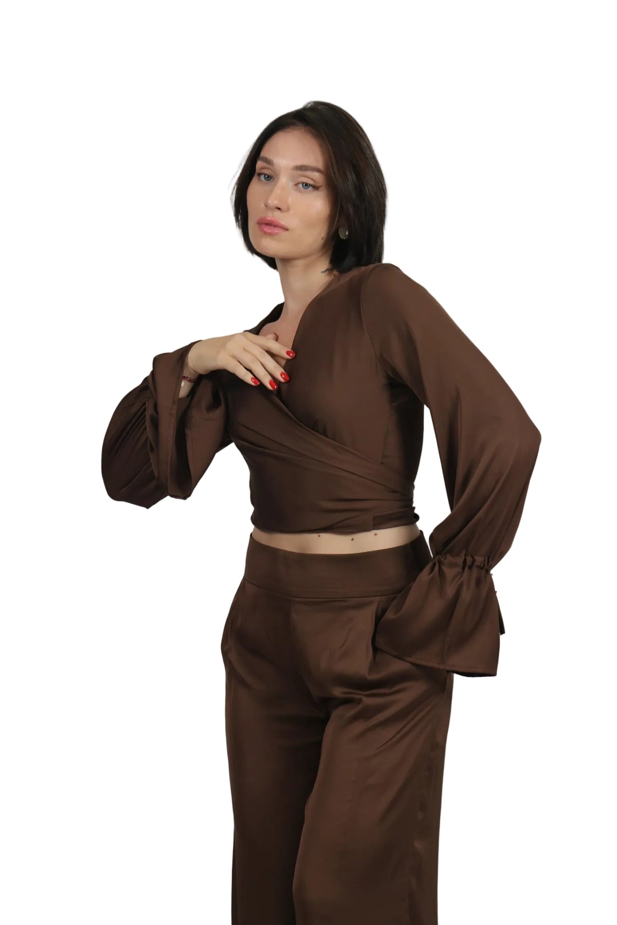Feminine Energy - Women's Silk Tuxedo & Wrap Blouse Set