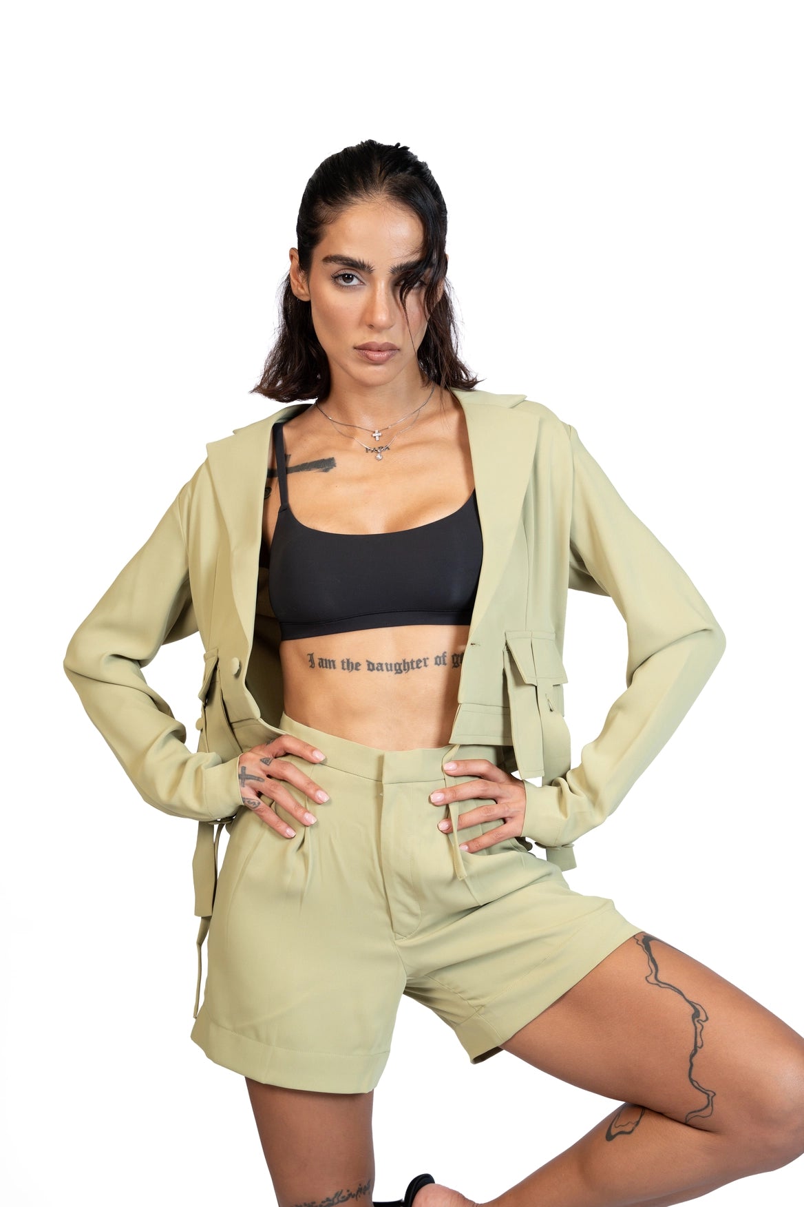 Between Places - Cropped Blazer 3-Piece Tailored Set