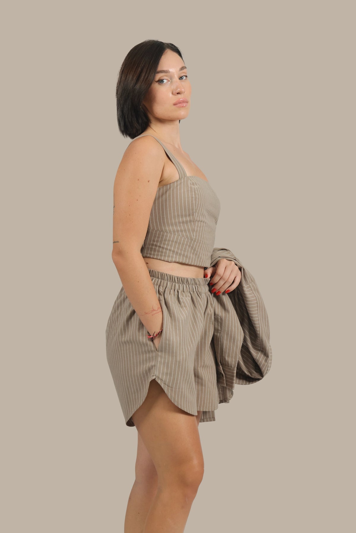 Stripe Show - Women's Striped Linen 3-Piece Set