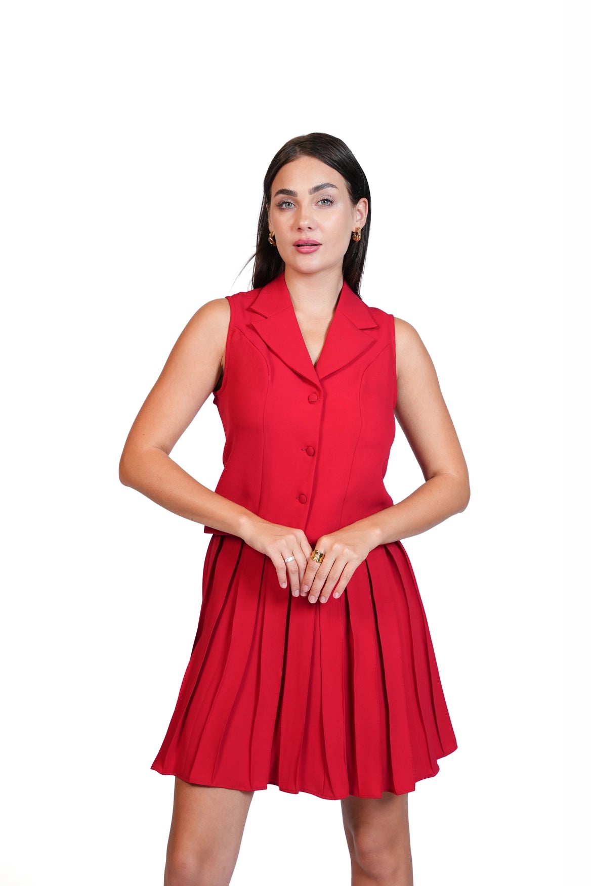 Meet Me There - Tailored Vest & Pleated Skirt Set