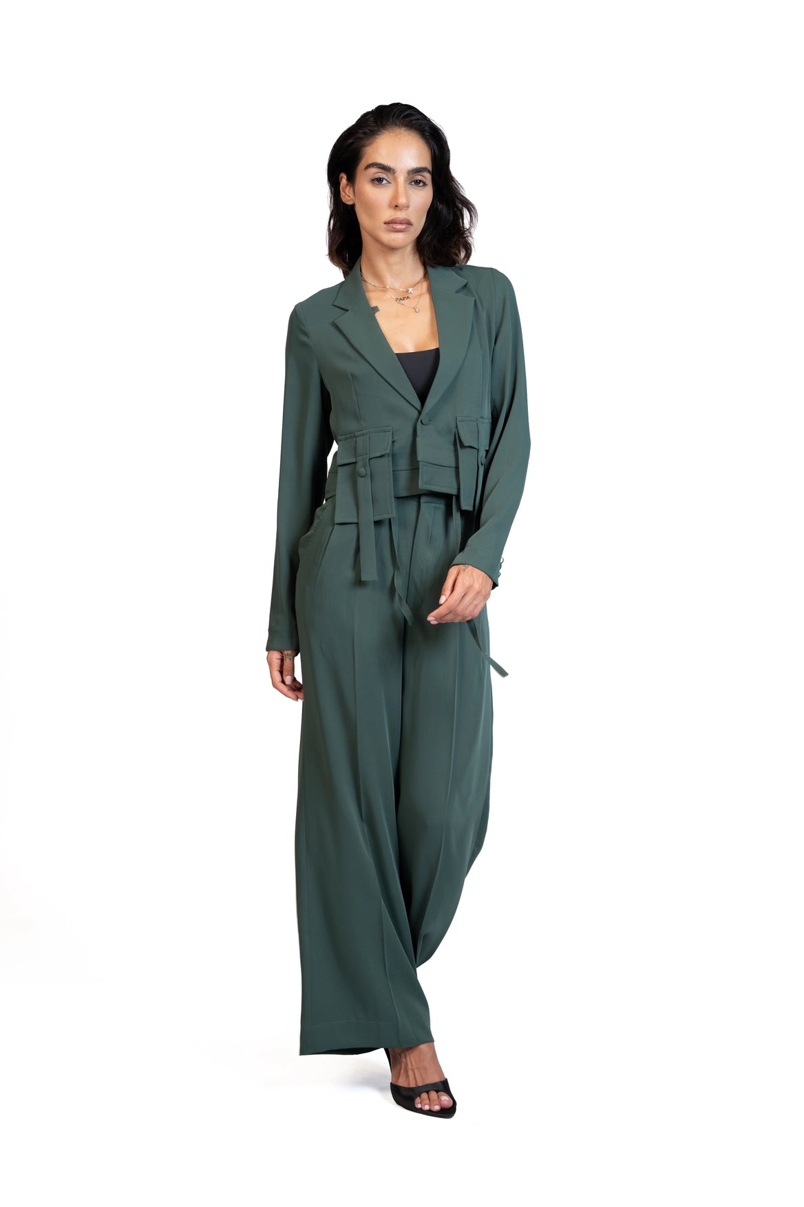 Between Places - Cropped Blazer 3-Piece Tailored Set