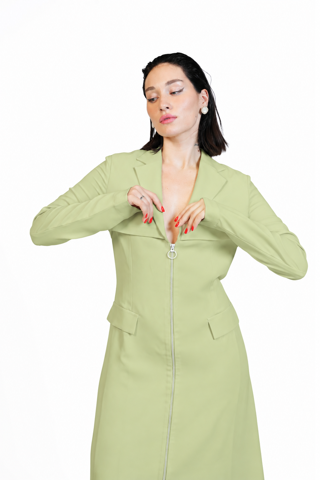Around Town - Tailored Lapel Zip-Front Dress