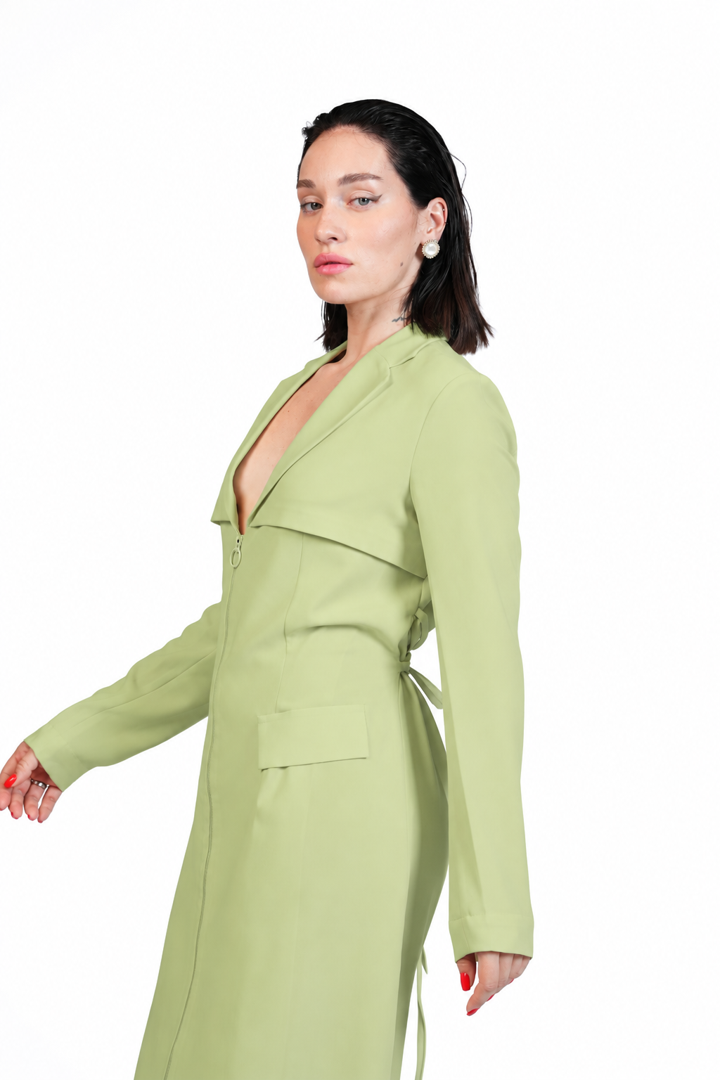 Around Town - Tailored Lapel Zip-Front Dress